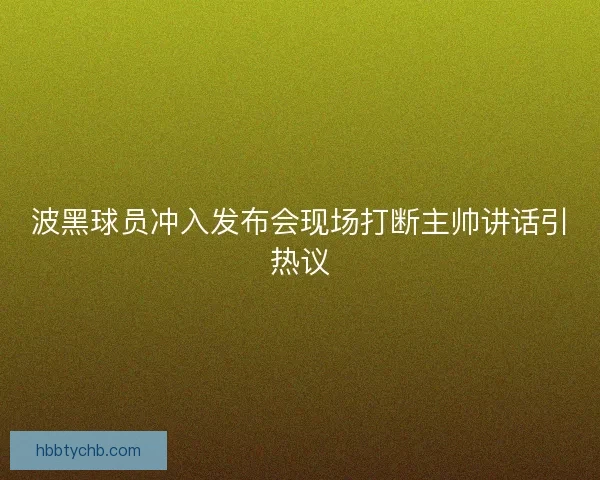 波黑球员冲入发布会现场打断主帅讲话引热议